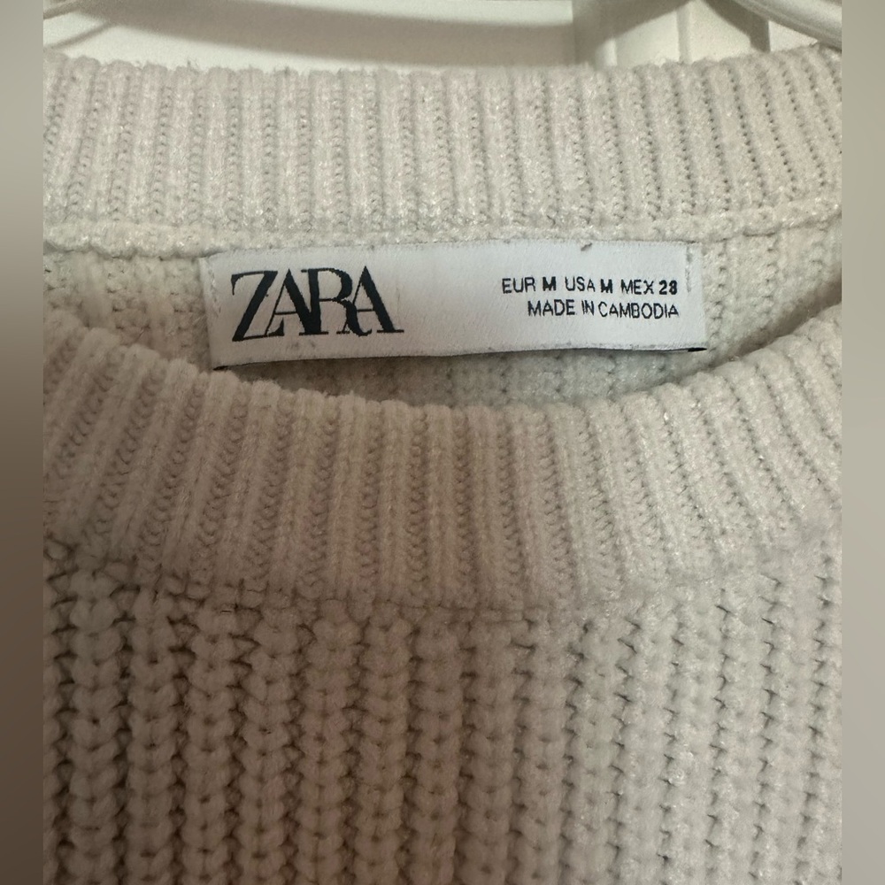 Zara Off-White Textured Sweater